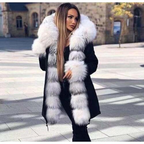 Brand New Style Big Wool Collar Winter Coat Women Fashion Warm Thick Loose Coats Casual Hooded Long Sleeve Jacket Coat Female