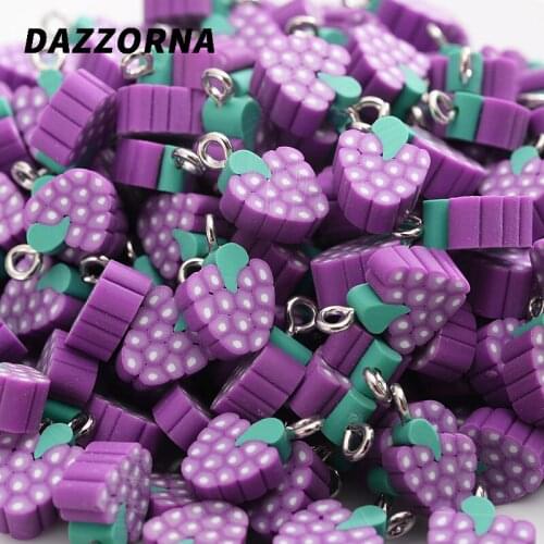 30-90Pcs/pack Cute Cartoons Grape Shape Polymer Clay Beads Fashion Loose Spacer Beads DIY Jewelry Making Bracelet Accessories