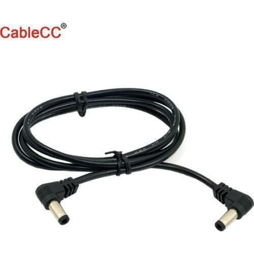 Cablecc DC Power 5.5 x 2.1mm / 2.5mm Male to 5.5 2.1/2.5mm Male Plug Cable 90 Degree Right Angled 60cm