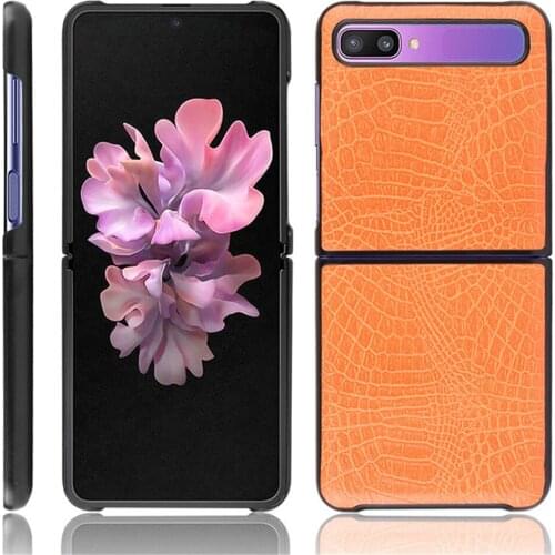 Phone Case Crocodile Pattern Leather Protective Shell for Samsung Galaxy Z Flip Phone Accessories Back Cover Shell