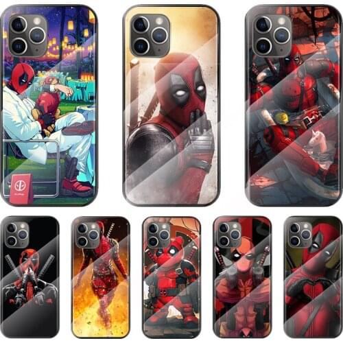Marvel Deadpool For Apple iPhone 12 11 8 7 6 6S XS XR SE X 2020 Pro Max Mini Plus Tempered Glass Cover Phone Case