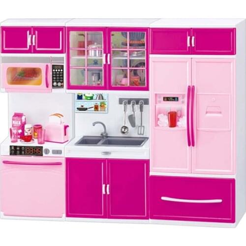 Kids Large Toys for Children Kitchen With Sound And Light Girls Pretend Cooking Toy Play Set Pink Simulation Cupboard Gift Toy