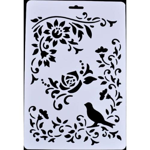 DIY Layering Stencil Masking Spray Template Scrapbooking Stamp Album Decorative Embossing Paper Card Craft Rose Bird