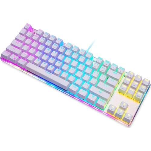 Gaming Mechanical Keyboard USB Wired 87 keys with RGB Backlight Red/Blue Switch Mechanical Keyboard for PC Computer Gamer K87S
