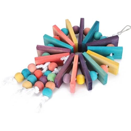 Bird toy bird accessories Color Block Toy Bird Wooden Chewing Hanging Plaything Pets Colorful Swing Toy Bird Toy