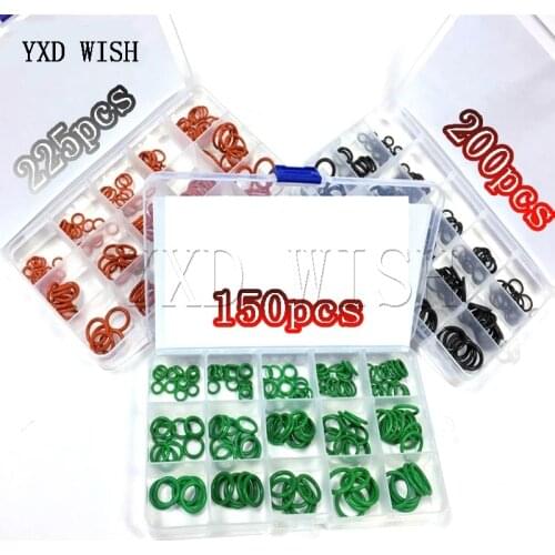 150pcs/200pcs/225pcs Seal Ring Kit O Ring Rubber Washer Seals Assortment Black O-Ring Seals Set Nitrile Washers