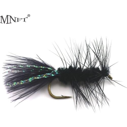 MNFT 10PCS Woolly Bugger Streamer Flies Black Streamer Crystal Flash Tail Fly Fishing Worm Lures 6