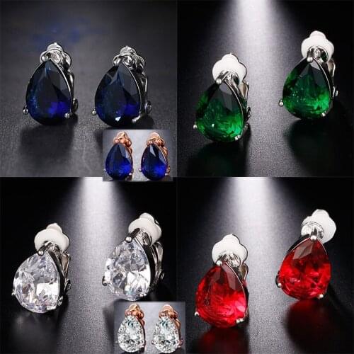 New fashion drop pear ear clip colorful multi-color optional woemn party engagement jewelry earrings