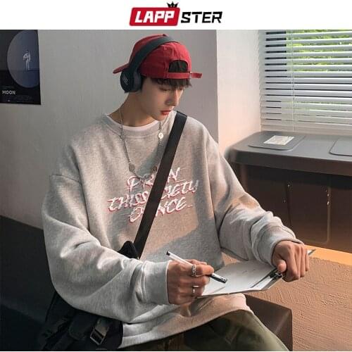 LAPPSTER Men 7 Colors Harajuku Oversized Hoodie 2021 Mens Japanese Streetwear Y2k Sweatshirts Male Korean Vintage Hip Hip Hoodie