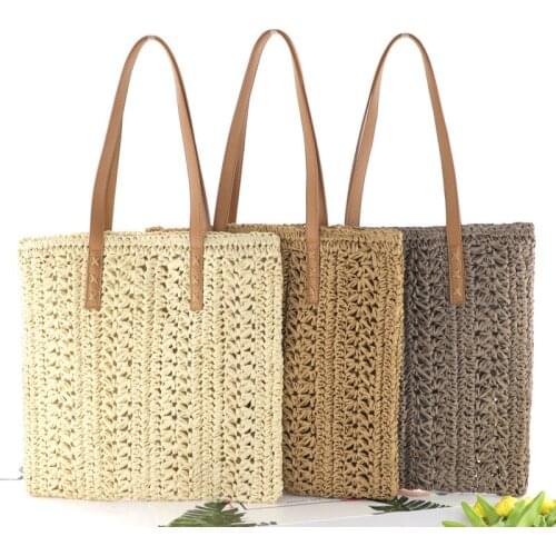 New Hollow Monofilament Woven Bag Fashion Paper Rope Shoulder Straw Bag Leisure Womens Bag Beach Bag Handbag Shopping Wallet