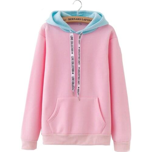 2020 New Patchwork Women Hoodies Fleece Lady Pullover Sweatshirts Harajuku Hooded Sweats Long Sleeve Teens Tops