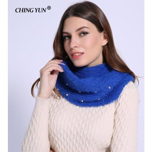 2019 winter new Ring scarf style fashion women Inlaid rhinestone neckerchief scarves around neck Wraps decoration ladies muffler