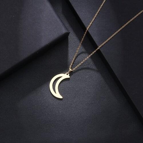 DOTIFI Stainless Steel Necklace For Women Man Lovers Moon Gold And Silver Color Pendant Necklace Engagement Jewelry