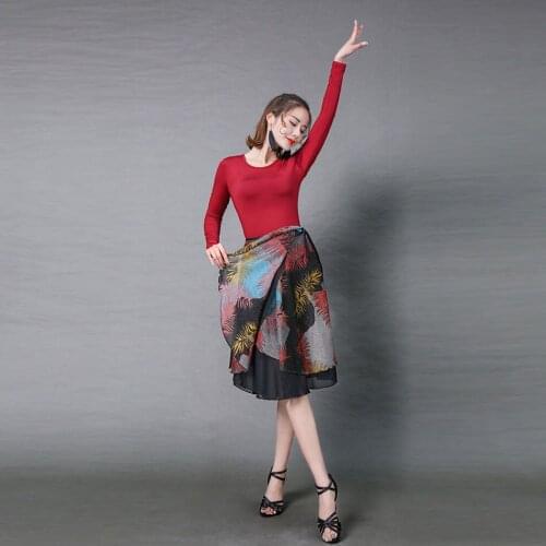 Latin Dance Dress Women Floral Sling Latin Dance Skirt for Ballroom Samba Tango Chacha Belly Dancing Performamnce 58078