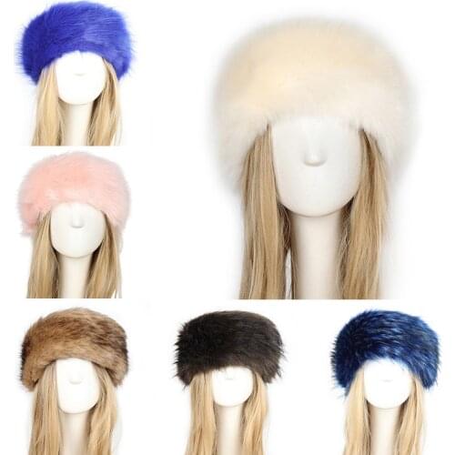 Winter Warm Thick Furry Hairband Fluffy Russian Faux Fur Women Girl Headband Hat Outdoor Earwarmer Ski Hats