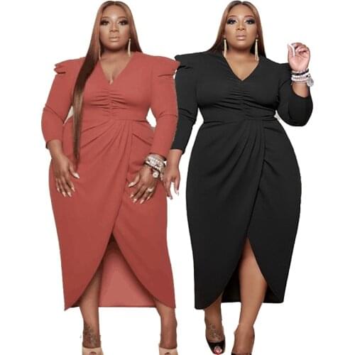 Plus Size Clothing for Women Dresses Party Evening V Neck Long Dress High Waist Black Birthday Dress Wholesale Dropshipping