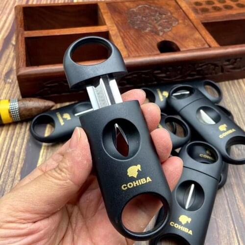 COHIBA Stainless Steel V-Cut Cigar Cutter Classic Portable Cigar Cutter Guillotine Cigar Scissors Smoking Accessories Gift