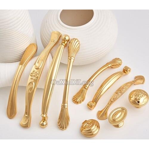 Luxury 10PCS European Modern Style Golden Kitchen Door Furniture Handles Cupboard Drawer Wardrobe Cabinet Pulls Handles & Knobs