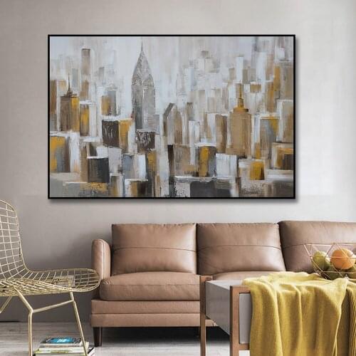 Hand-Painted Retro Nostalgia High Quality New York Empire State Building Oil Painting On Canvas Oil Painting Office Hotel Decor