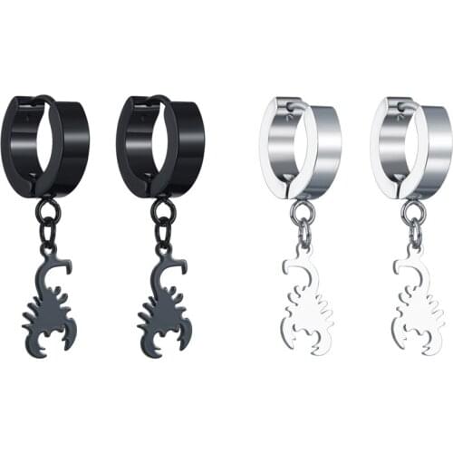 New Arrival Stainless Steel Stud Earrings Black Silvery Scorpion Ear Studs For Women Men Fashion Hip Hop Ear Jewelry Gifts