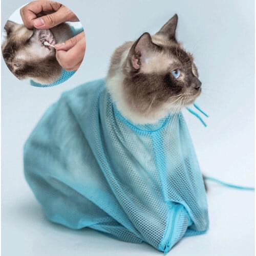 1pcs Mesh Cat Washing Bag Grooming Clean Multifunctional Pet Bathing Bag Bite Restraint No Scratching Nail Cutting Bag