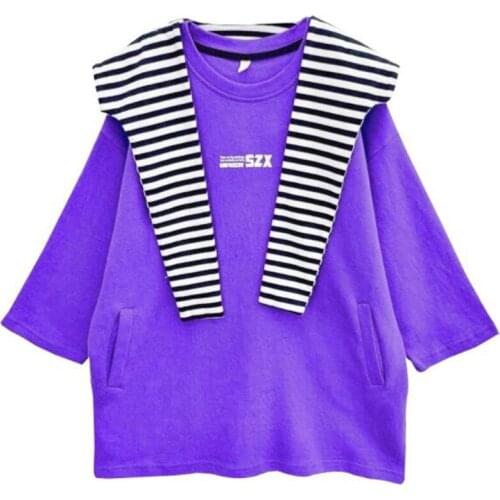 Cultiseed Girls Spring New Detachable Scarf Collar Letter Print Loose Causal Long Pullovers Hoodies Tops Clothes Kids Sweatshirt