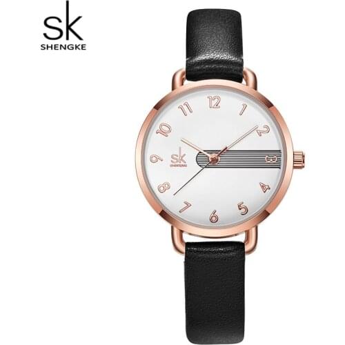 Shengke Elegant Fashion Quartz Watch Woman Japanese Movement Leather Arabic Numeral Waterproof Wristwatch Relogio Feminino K9022