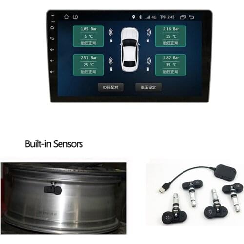TPMS Display For Car Android Radio Multimedia Player Tire Pressure Monitoring System Tyre Internal External Sensor USB Interface