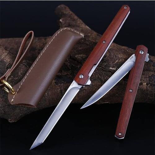 Mahogany Outdoor Knife Folding Knife Mini Pocket Knife Portable Folding Knife Field Self-defense Knife Pocket Fruit Knife