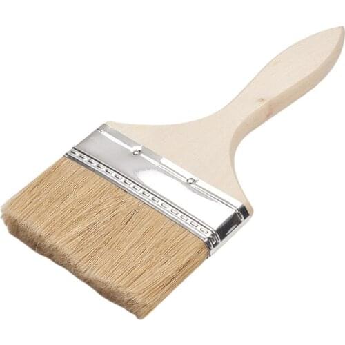 Utoolmart 4-inch/5-inch Pig Hair Bristle Brush Wooden Handle Hand Wire Brush Paint Brush For Paint Engineering 1pcs