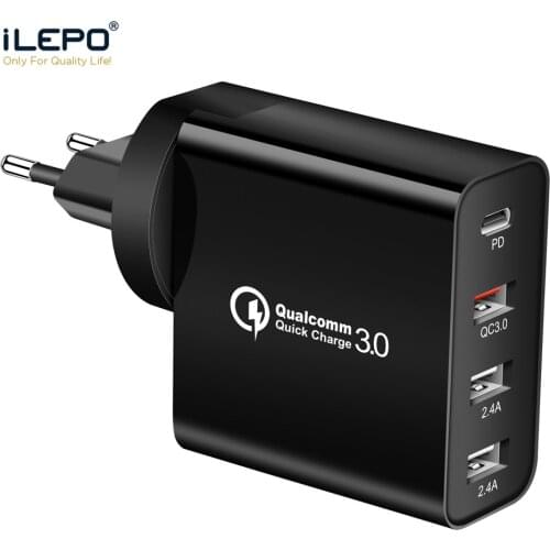 ILEPO 48W Quick Charge 3.0 PD Type C USB Charger For iPhone XS MAX 7 8 Huawei Samsung Xiaomi Phone Charger Wall Charger