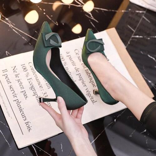 Black high heels womens shoes stiletto heels spring autumn new design sense temperament pointed toe single black shoes women