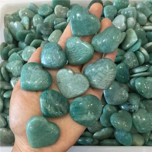 10pcs natural stones and minerals amazonite heart shaped gemstones reiki healing crystals as gifts for Saint Valentines Day