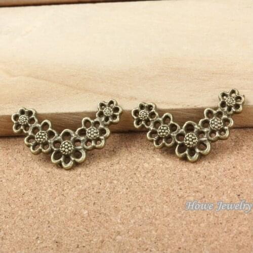 15 pcs quality Antique bronze Flower Connectors Pendant Alloy DIY Fashion charm Bracelet Necklace Jewelry Accessories 10096