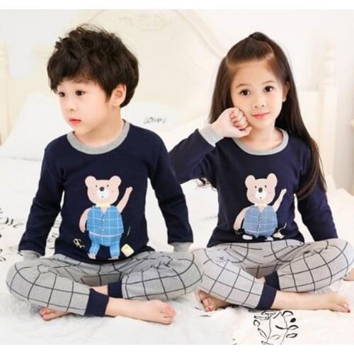 2020 Children Pajamas Clothing Set Boys & Girls Cartoon Sleepwear Suit Kids Long-sleeved+pant 2-piece Cartoon Pijamas 2-14 Years