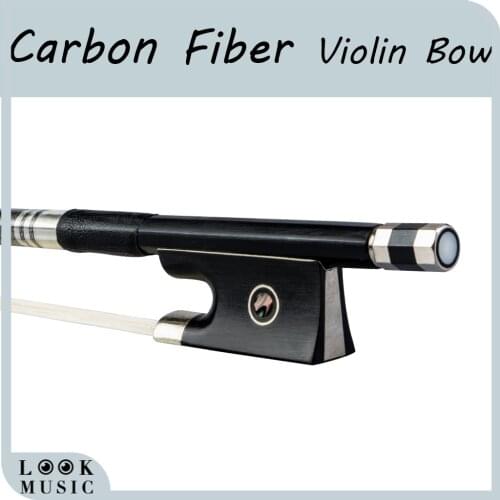 4/4 Carbon Fiber Violin Bow Carbon Fiber Round Stick W/ Ebony Frog Bow For Beginners & Students