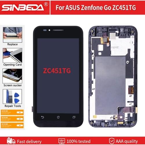 4.5" LCD Assembly For ASUS Zenfone Go ZC451TG LCD Display Touch Screen With Frame Digitizer Replacement Free Tools