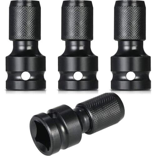 4 Pcs Impact Adaptor 1/2 Square Drive to 1/4 Hex Shank Socket Adapter Quick Release Chuck Converter for Ratchet Wrench