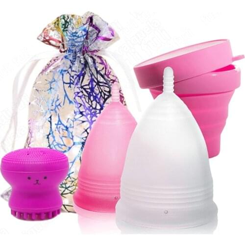 5pcs Medical Grade Silicone Menstrual Cup Feminine Hygiene Menstrual Period Reusable Vaginal Cups & Collapsible Cup Women Period