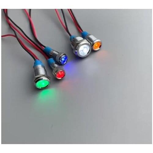 6mm 12v mini Metal LED Pilot Panel Dash Signal Indicator Warning light 15cm cable Chrome Finish Car Boat Marine