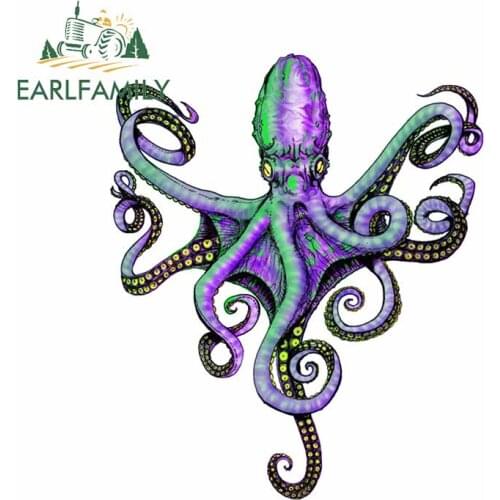EARLFAMILY 13cm x 10.8cm for Kraken Purple Goblin Antennae Trunk Refrigerator Windshield Anime Car Stickers Scratch-Proof Decal