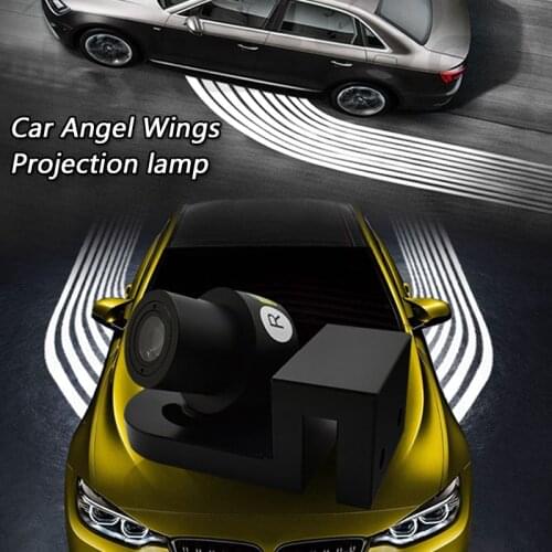 Car Angel Wings External Projection LED Atmosphere Warning Light White Red Blue Welcome Light