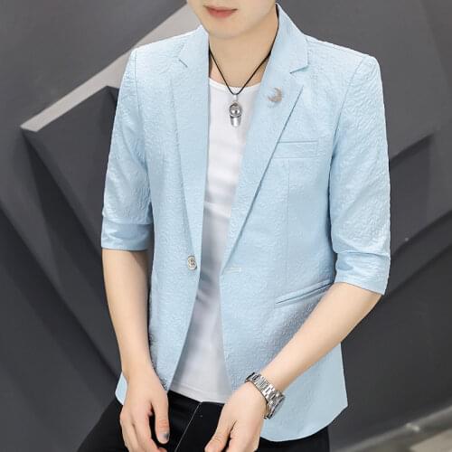 Blazer men printed suit jacket New Male 2021 Korean Style slim fit Casual Men fashion trend dress suit Asias size