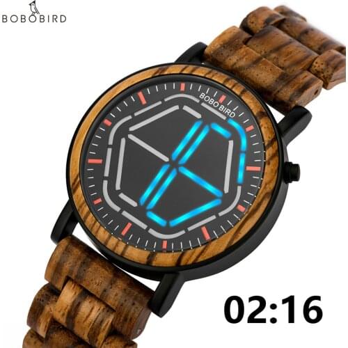 Bobo Bird Electronic Mens Watches Mens 2020 Wooden Male Watch for Man Digital Watch LED Digital Wristwatches Relogio Masculino