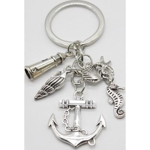 NEW 1 Beach Keychains Anchors Lighthouse Pillow Seahorse Charm Soft Keychains Jewelry Summer Gift Key Chains