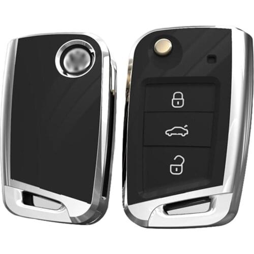 Kwaks Car Key Case For VW Volkswagen TiguanL Golf 7/7.5 Lamando Teramont Sportsvan Touran L Lavida Bora T-ROC Skoda Flip Smart