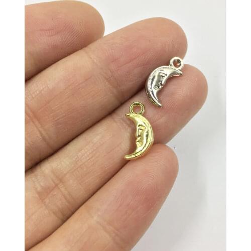 Eruifa 20pcs 10*4mm Mini Moon Zinc Alloy necklace,earring bracelet jewelry DIY handmade 2 colors