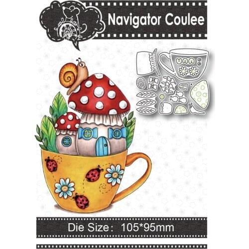 Metal cutting mold mug mushroom house died of scrapbooking layered drawing craft supplies cut decorative stamps and molds 2021