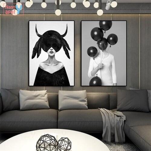 Artwork Canvas Painting Abstract Cover The Black Face Woman Wall Art Posters and Prints for Living Room Modern Home Decoration