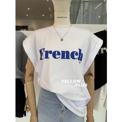 Letter Printing Curled Shoulders Flying Sleeves T-shirt Womens Shirts Summer New Wild Loose Casual Wild Long T-shirt Tops M-XXL
